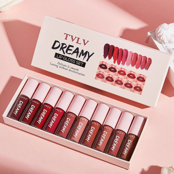 10 Pieces/Set Lip Gloss Velvet Lipstick: Waterproof and Long-Lasting Lip Gloss Women's Moisturizing Lipstick Set