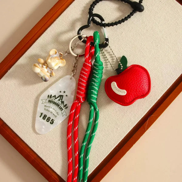 new product Cute little bear butterfly apple Pendant starfish Black Eight Backpack pendant Key Chain